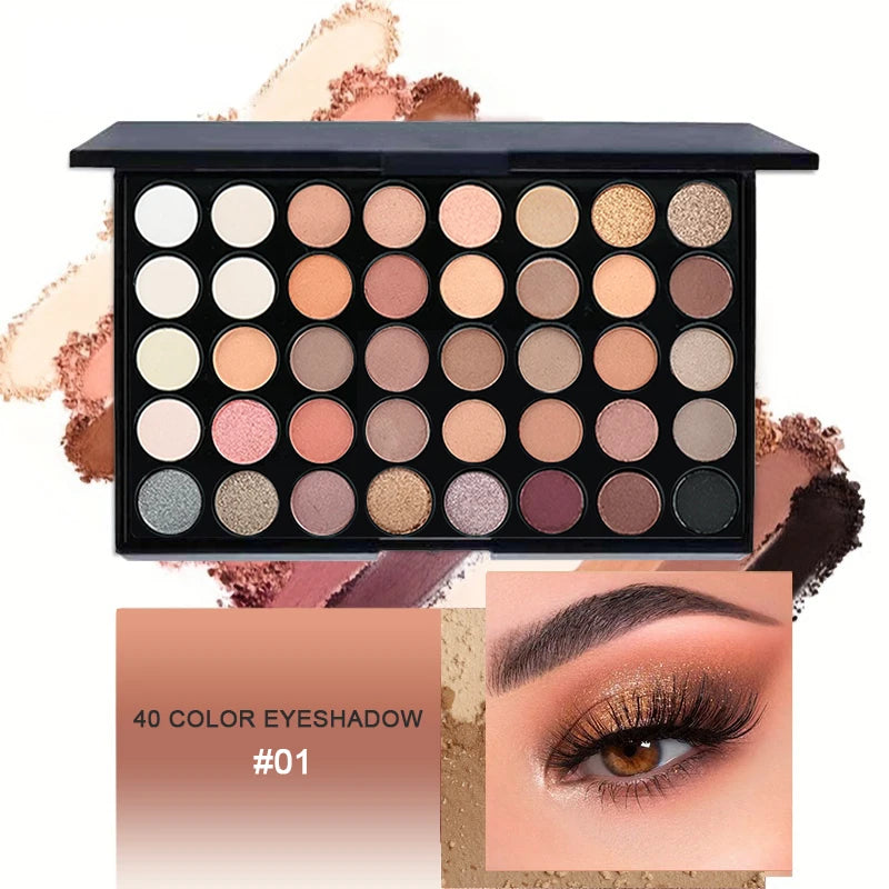 40-Color Eyeshadow Palette Set with Brushes | Beginner Kit Eyeshadow Palette Set QXL