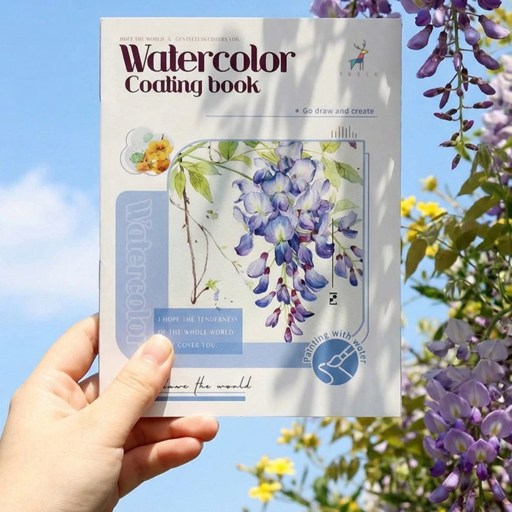 Adult Watercolor Painting Book | 3-Fold Layout & Pigments Watercolor Painting Book QXL