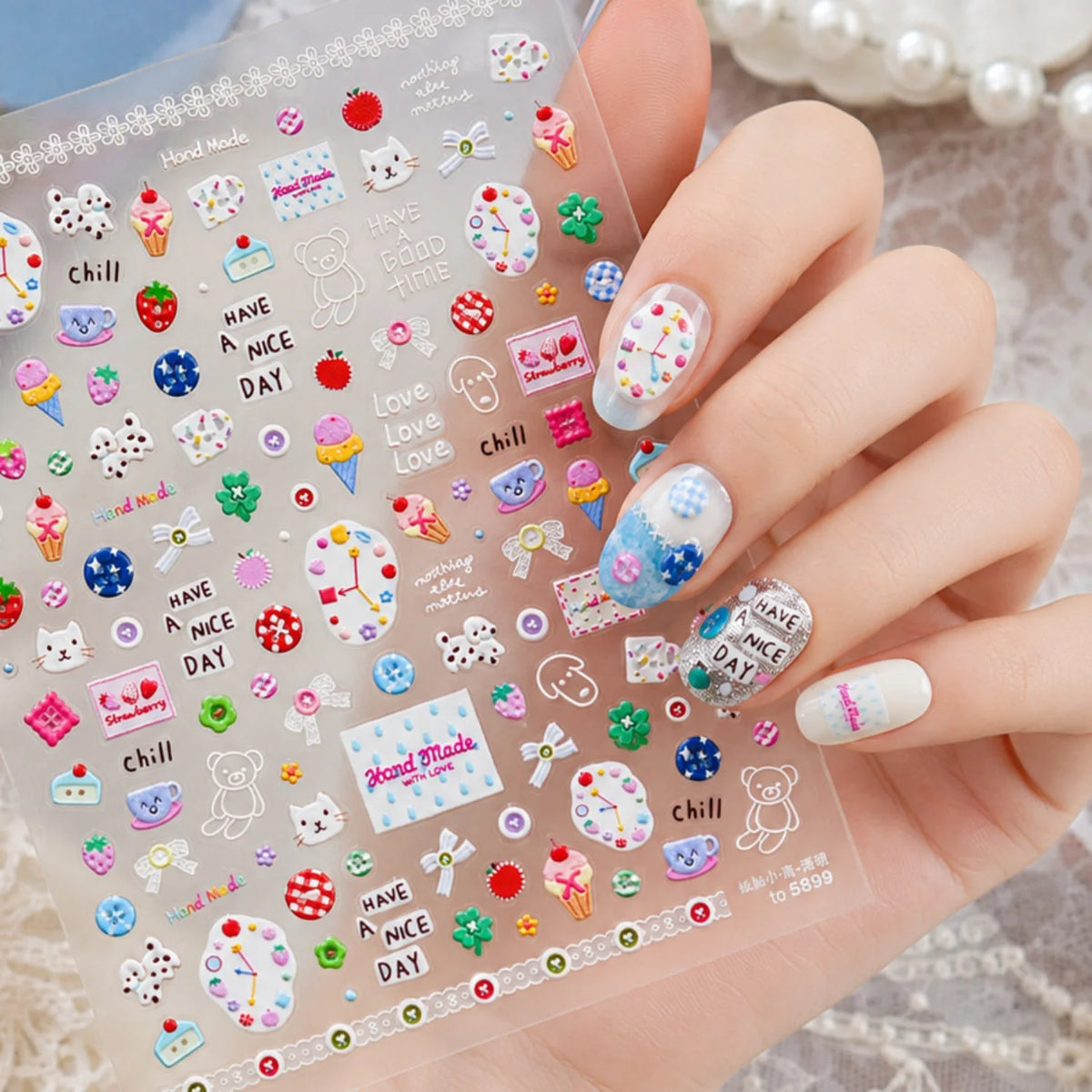 5D Nail Art Stickers – Bear, Clover & Retro Decals | NAILFYOU Nail Art Stickers QXL