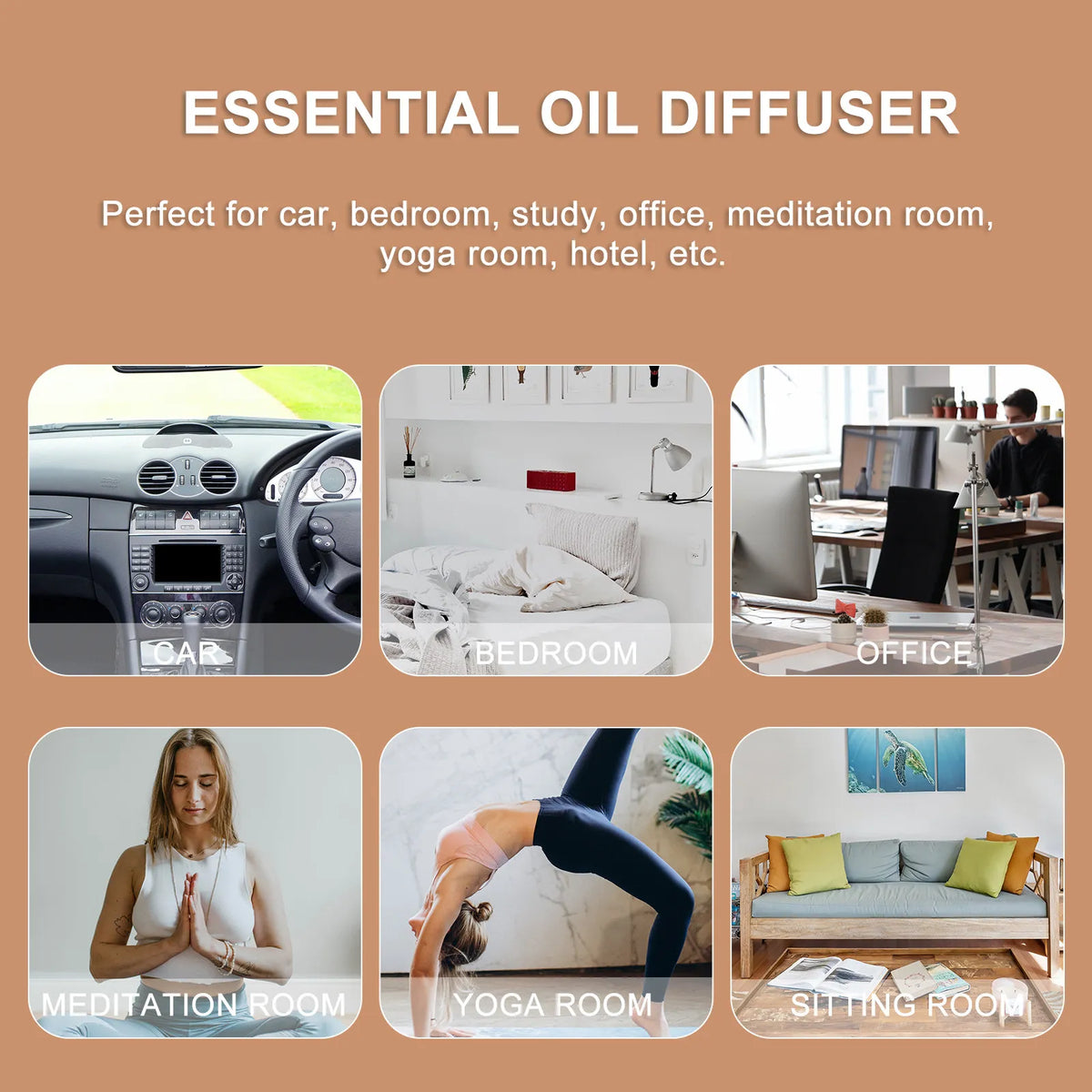 Wooden Aroma Diffuser | Desktop & Car Essential Oil Diffuser Wood Aroma Diffuser QXL