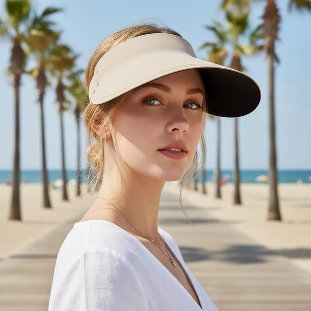 UPF 50+ Wide Brim Sun Visor Hat | Foldable & Reversible Sun Visor Hat QXL