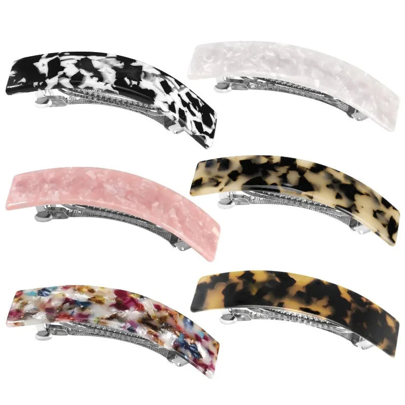 Acetate Spring Hair Clip | Tortoiseshell Geometric Barrette Hair Clip Barrette QXL