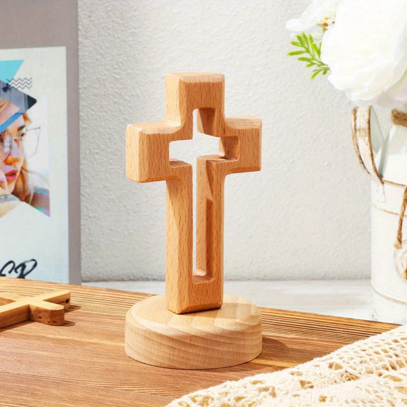 Standing Wooden Crucifix Cross | Christian Table Décor Gift Religious Décor Ornament QXL