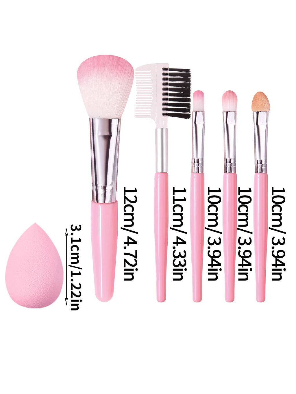 KOSSHOW 7-Pc Mini Makeup Brush Set with Eyeshadow Sponges Makeup Brush Set QXL