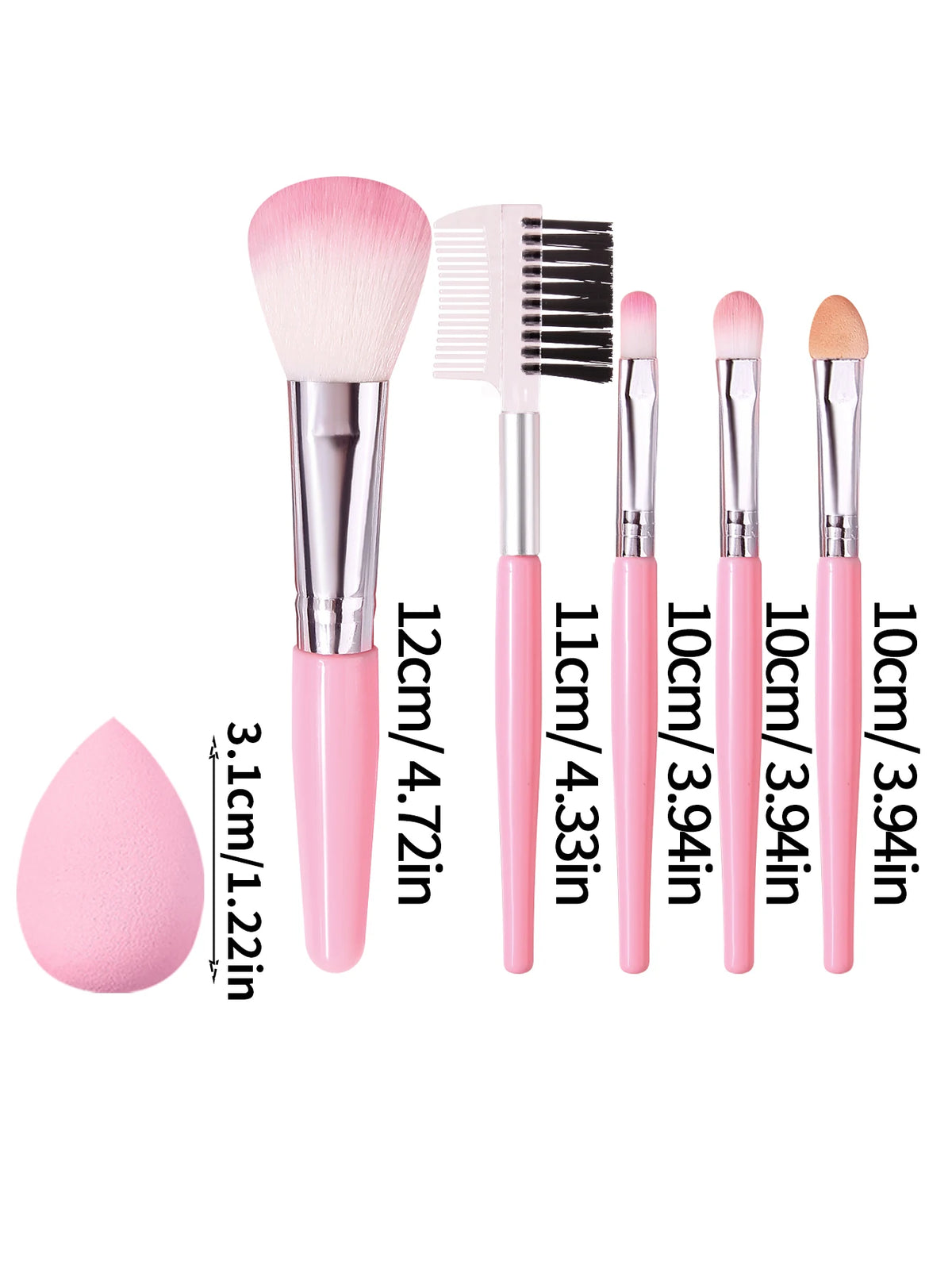 KOSSHOW 7-Pc Mini Makeup Brush Set with Eyeshadow Sponges Makeup Brush Set QXL