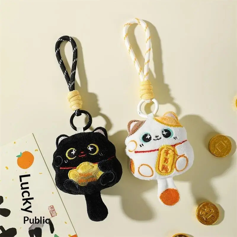 Lucky Cat Plush Keychain Pendant | Bag Charm Mascot Doll Gift Plush Keychain Charm QXL