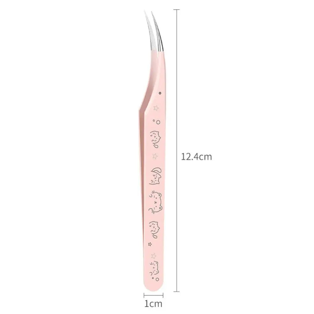 Cartoon Curved Eyelash Extension Tweezers | Anti-Static Steel Eyelash Tweezers QXL