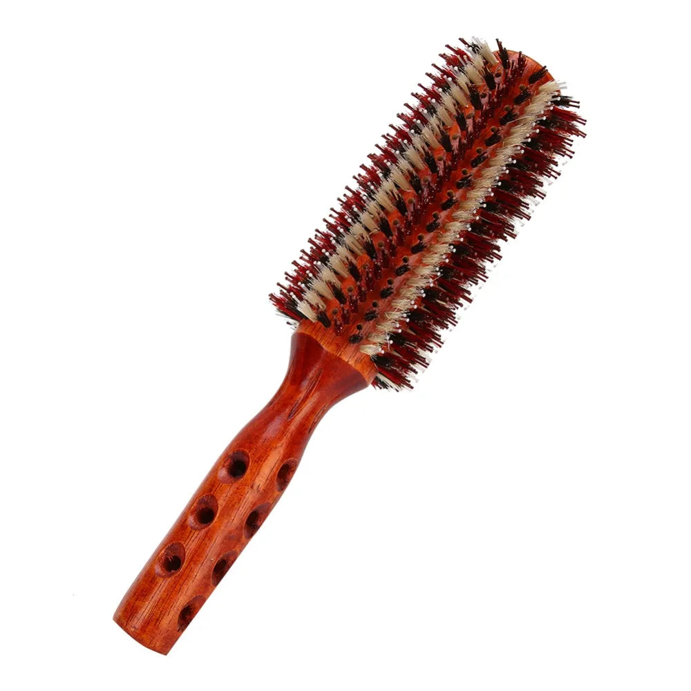 Large Round Hair Brush – Wood & Nylon for Curly All Hair Types Round Hair Brush QXL