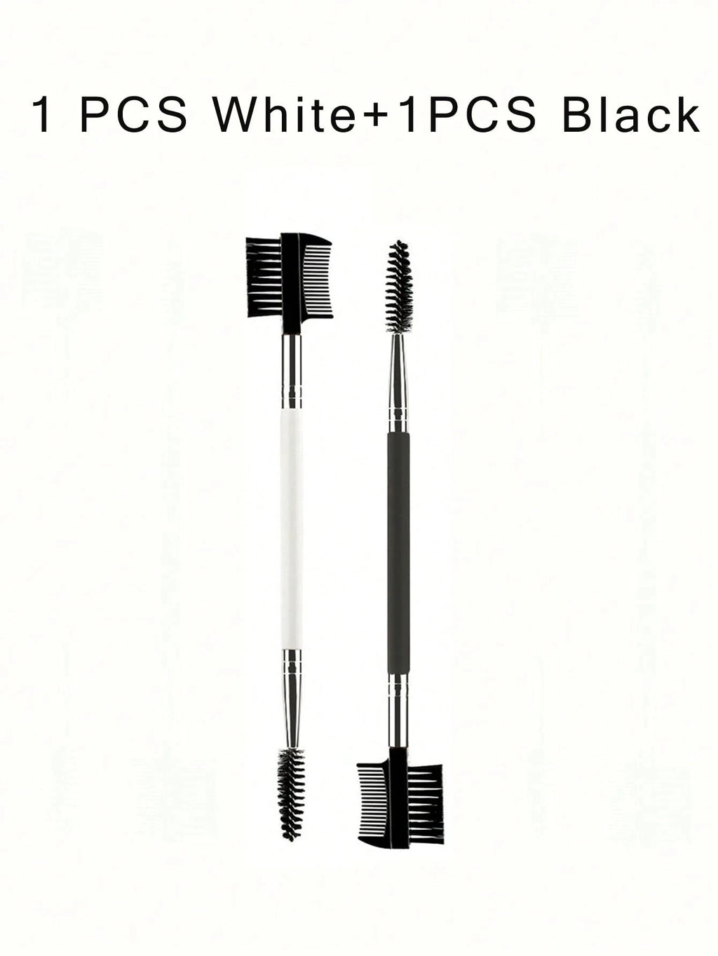 3-Head Eyebrow & Eyelash Spoolie Brush Set – Grooming Tool Spoolie Brush Set QXL 2Pcs-White Black