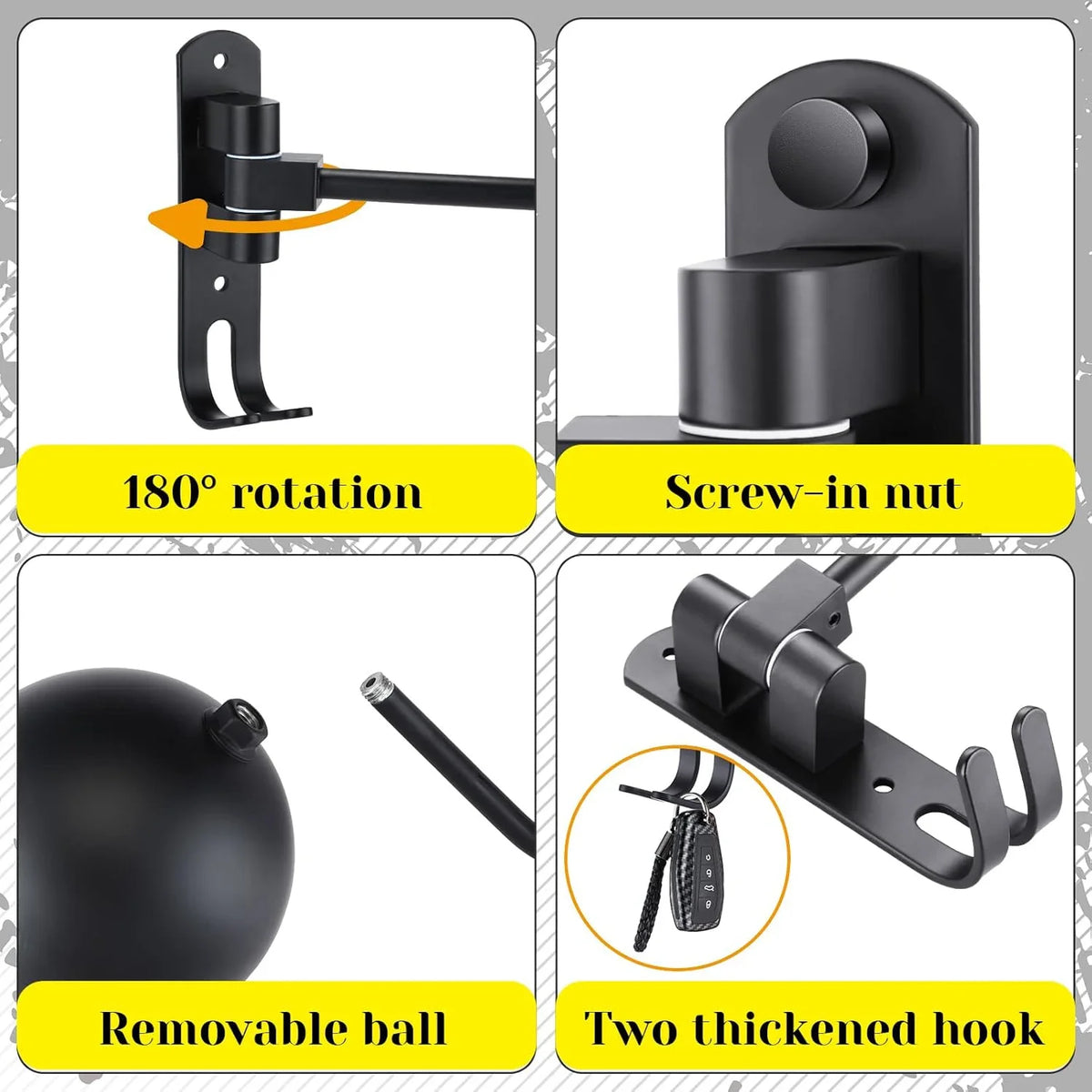 180° Rotating Helmet Wall Rack | Anti-Slip Aluminum Mount Helmet Wall Rack QXL