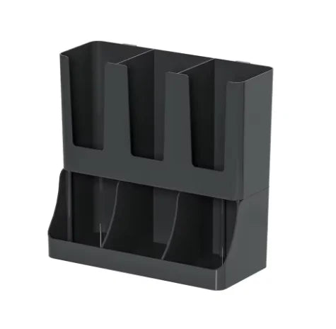 6-Compartment Coffee Cup & Condiment Organizer for Office Countertop Organizer QXL Black-3