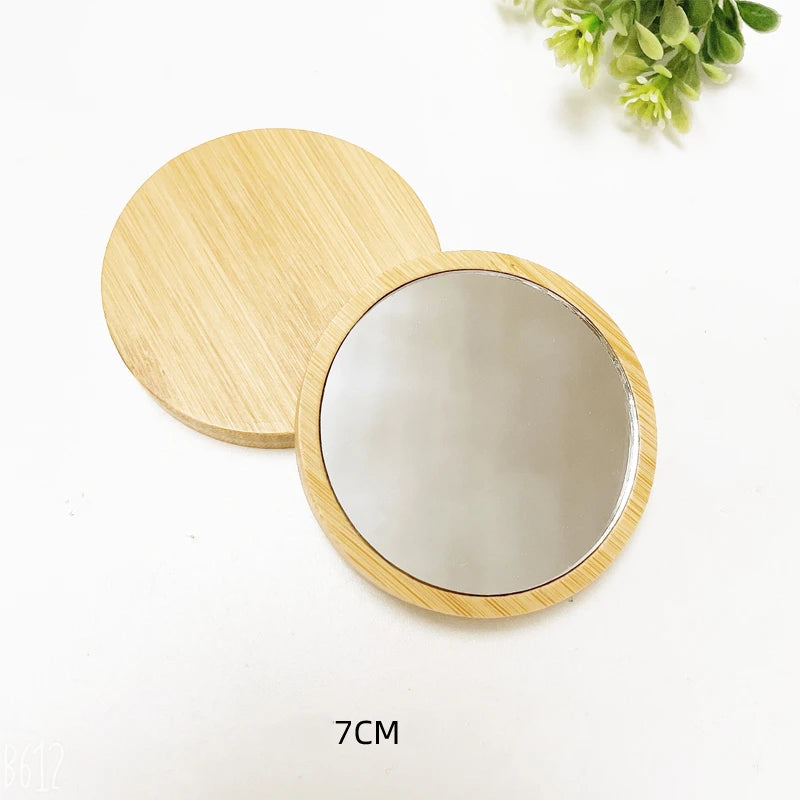Bamboo Handheld Round Makeup Mirror | Portable Vanity Mirror Handheld Makeup Mirror QXL Small Round Mirror