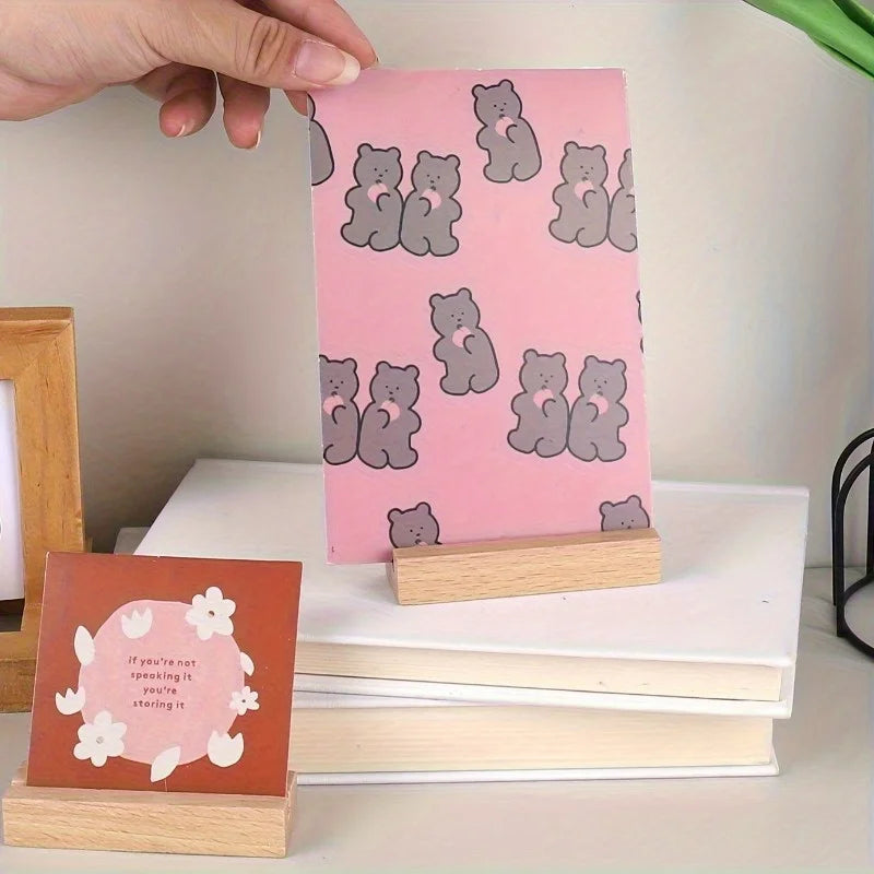 Wooden Card Holder | Kawaii School Stationery Desk Organizer Wooden Card Holder QXL