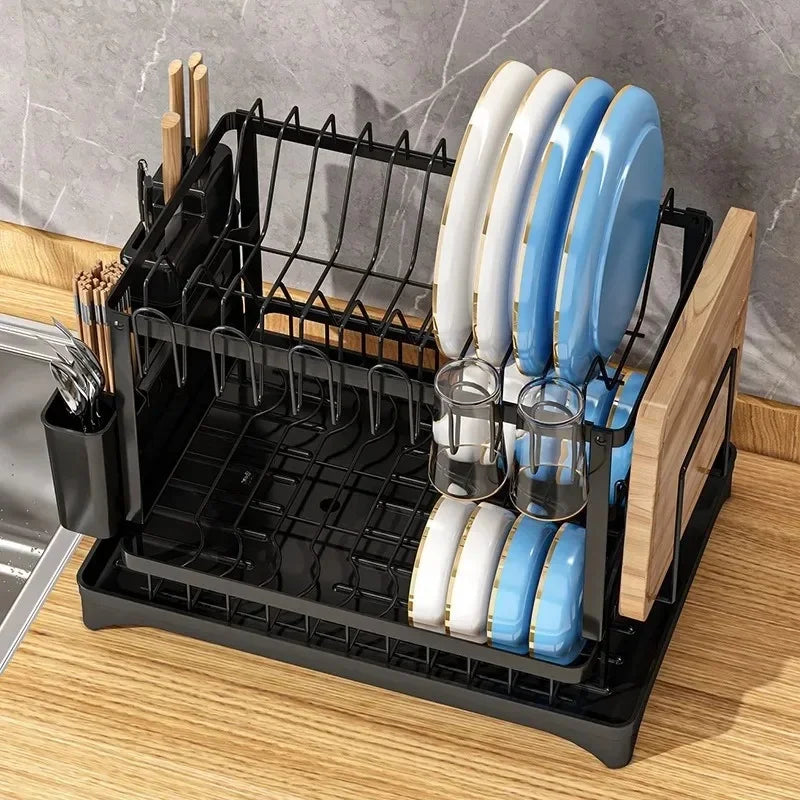 Multifunctional Kitchen Dish Rack & Countertop Drain Shelf Dish Drain Rack QXL