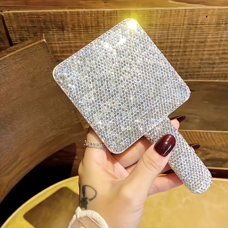 Luxury HD Handheld Makeup Mirror | Diamond Frame Gift Handheld Makeup Mirror QXL
