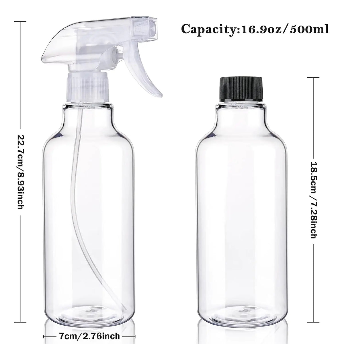 2-Pack Empty Spray Bottles 500ml | Mist & Stream Nozzle Refillable Spray Bottle QXL