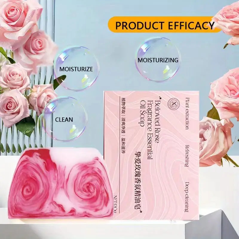Rose & Glycerin Colorful Bar Soap | Hydrating Body Cleanser Moisturizing Bar Soap QXL 120g