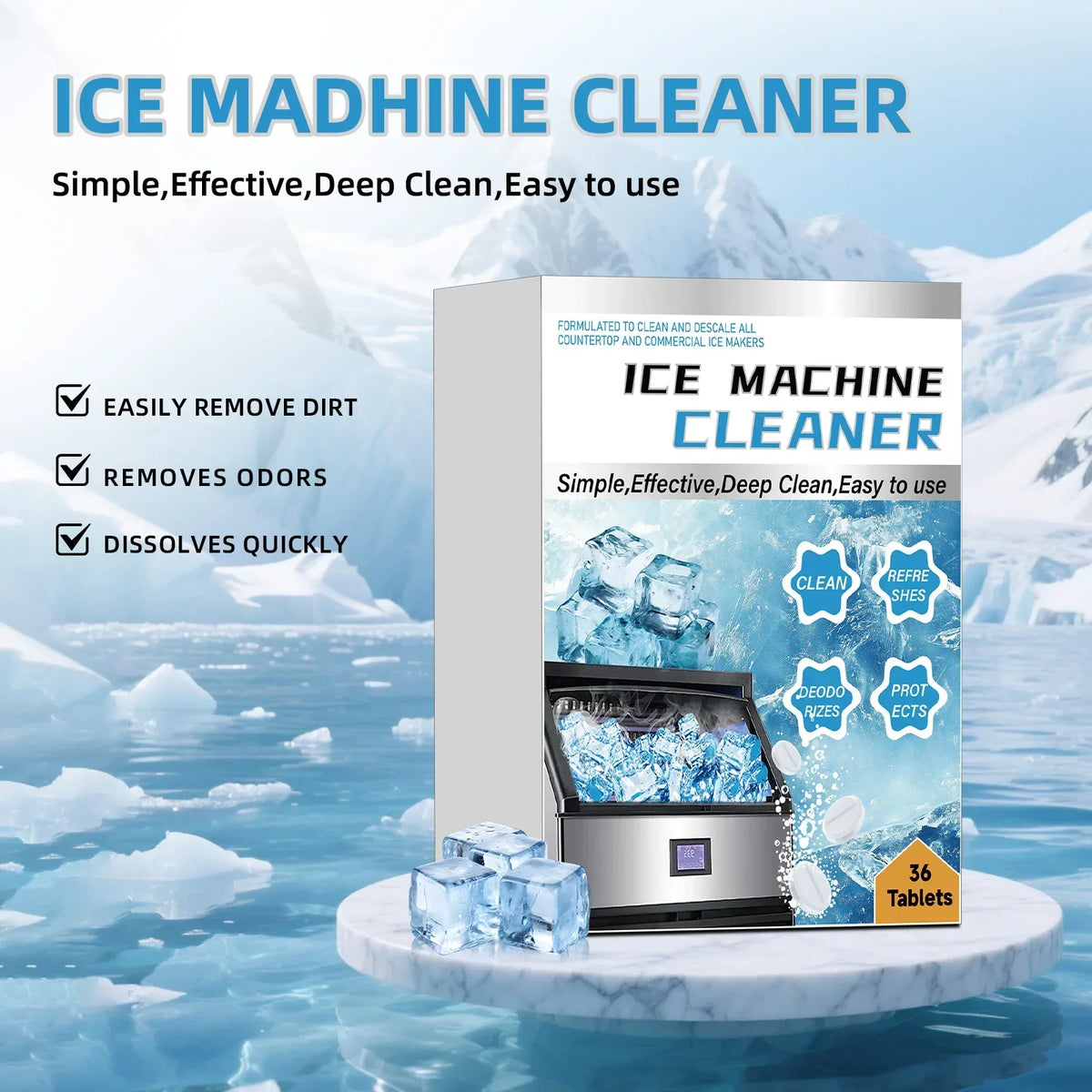 Ice Maker Cleaner & Descaler Tablets 36 Pack | Deep Clean Appliance Descaler Tablets QXL