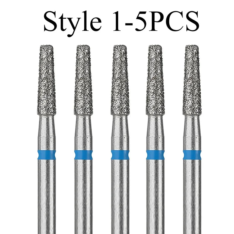 5-Pack Diamond Nail Drill Bits 3/32" | Manicure & Pedicure Set Nail Drill Bit Set QXL Style 1