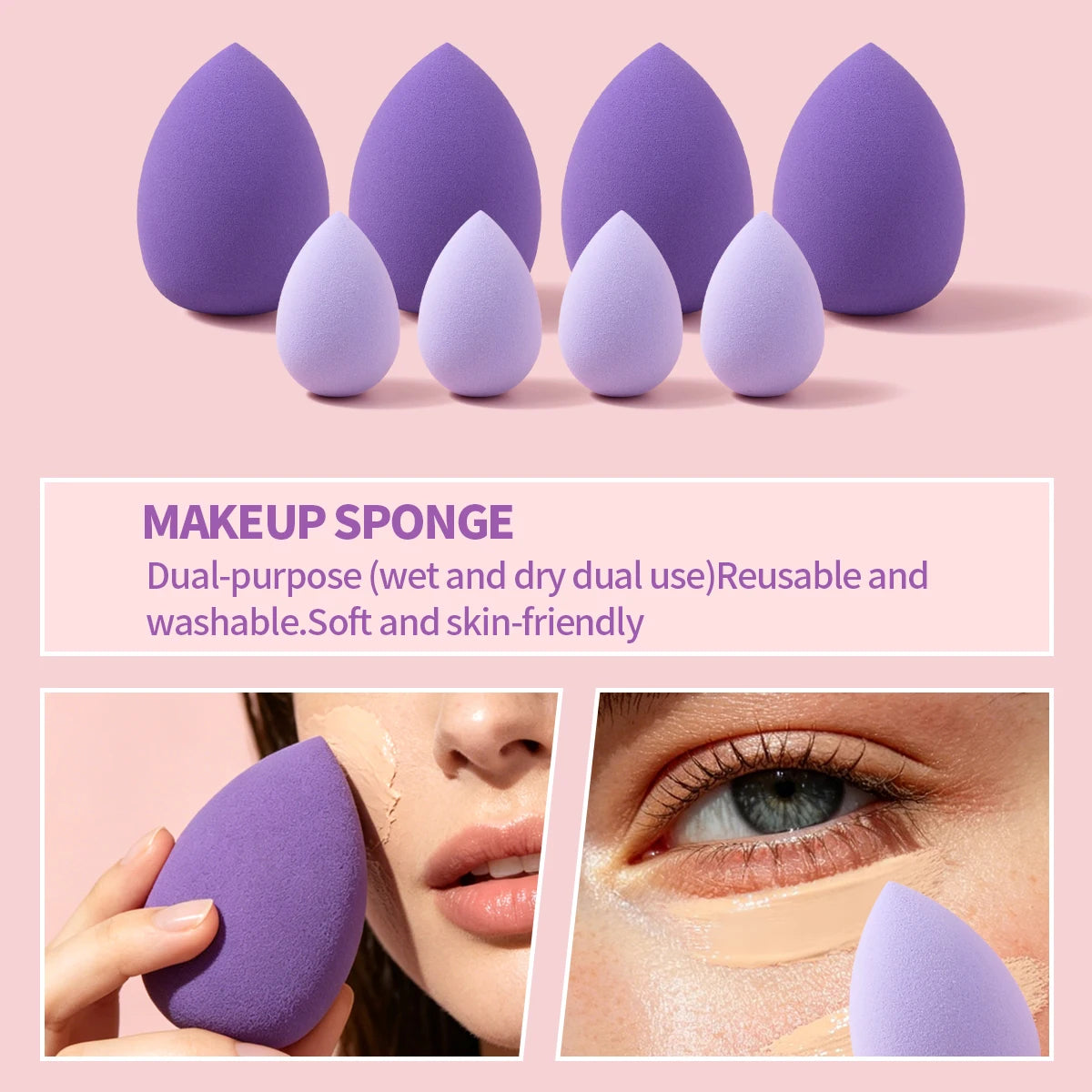 20-Pc Purple Makeup Sponge & Skincare Tool Set | KOSSHOW Makeup Sponge Set QXL
