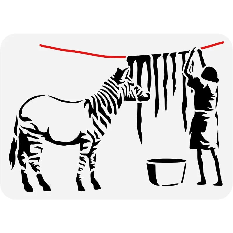 Banksy Zebra Wash Reusable Stencil 8.3x11.7" | DIY Craft Art Craft Painting Stencil QXL