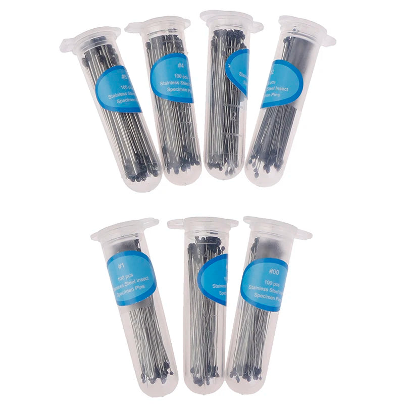 100-Pack Stainless Steel Entomology Insect Pins | 8 Sizes Entomology Insect Pins QXL
