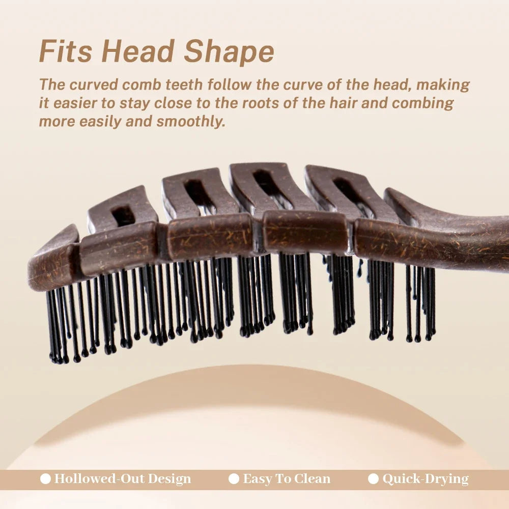 Long-Handle Hollow Bristle Comb – Anti-Static Wig Hair Brush Hair Comb QXL