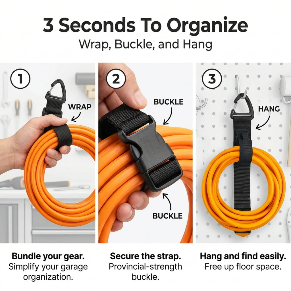 2-Pack Adjustable Hose & Cord Organizer Hanging Straps Hose & Cord Organizer QXL