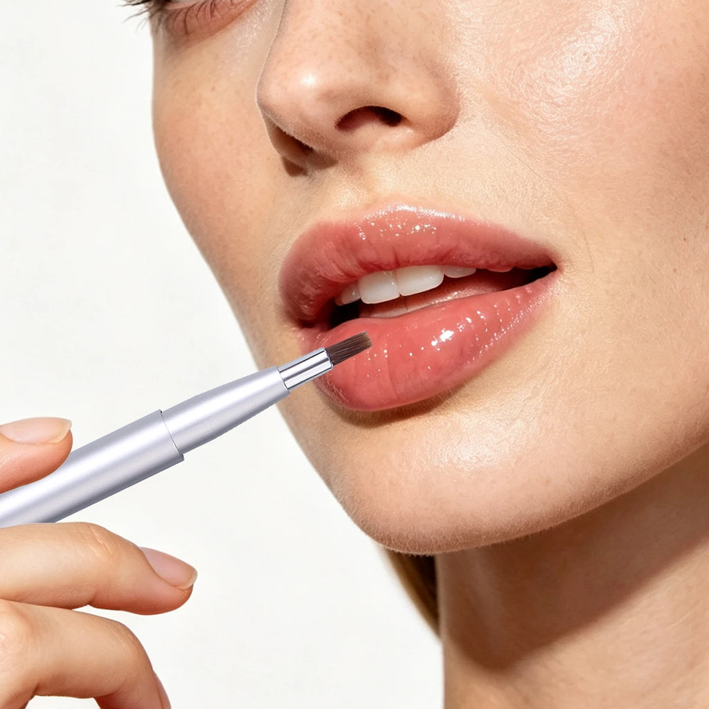 KOSSHOW 3-Pack Retractable Lip Brush Set | Matte Silver Retractable Lip Brush QXL