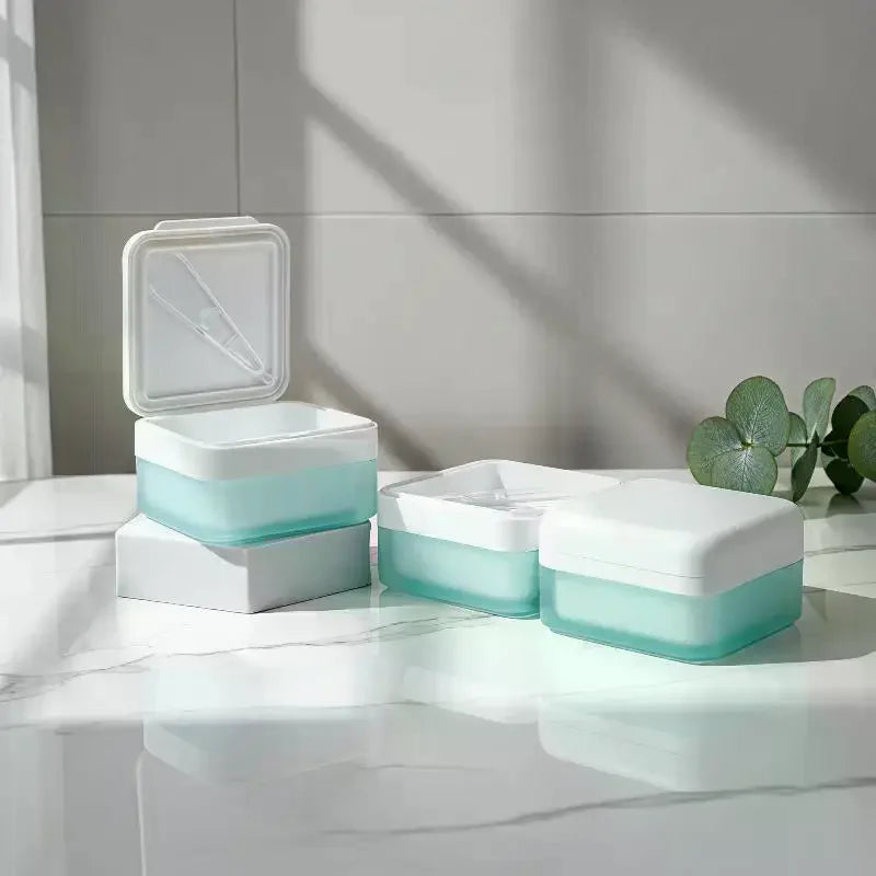 150ml Flip Cotton Organizer Box with Tweezers | Travel Cosmetic Organizer Box QXL
