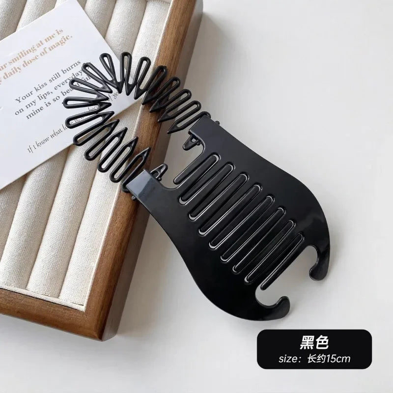2-in-1 Banana & Fish Clip Beaded Hair Side Comb for Women Hair Clip Set QXL