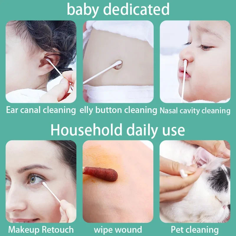 400-Pack Baby Cotton Swabs | Organic, Safe & Biodegradable Baby Cotton Swabs QXL