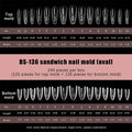 240-Pc Sandwich Dual Nail Forms | 15 Sizes Coffin & Almond Dual Nail Forms QXL Oval