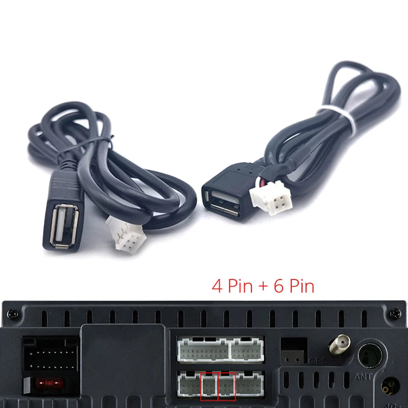 75cm Car USB Cable Adapter 4-Pin & 6-Pin Android Stereo Car USB Cable Adapter QXL
