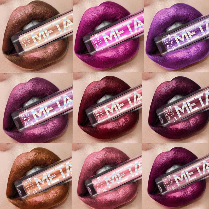Glitter Metallic Liquid Lip Gloss | Waterproof Shimmer Tint Liquid Lip Gloss QXL