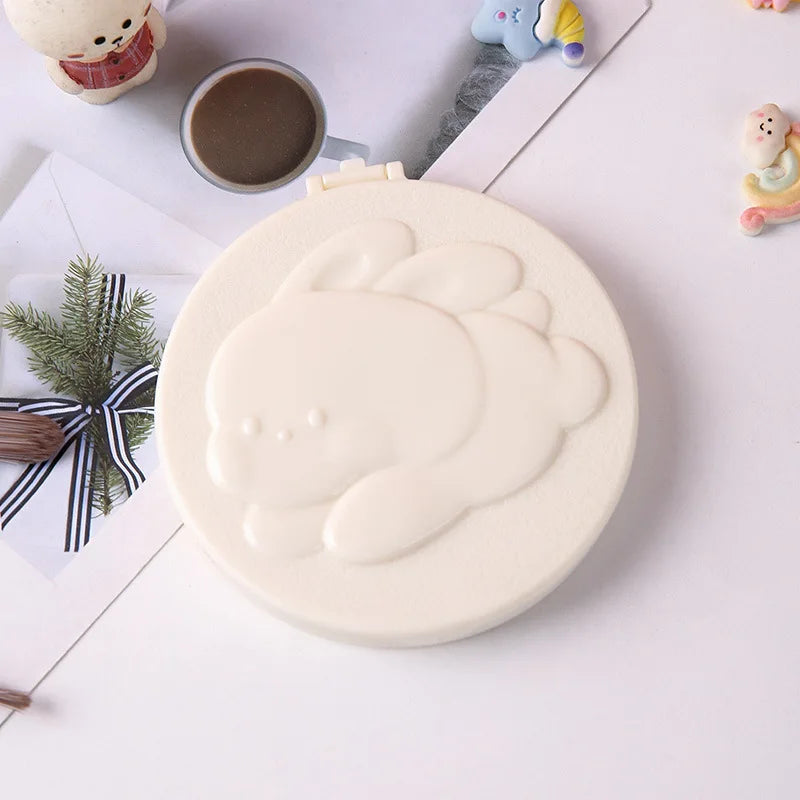 Rabbit Compact Pocket Mirror & Comb Set | Cute Mini Travel Compact Pocket Mirror QXL Beige