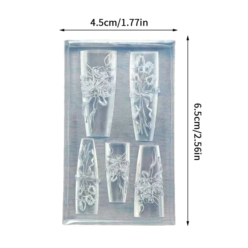 3D Rose Flower Silicone Nail Art Mold | DIY Nail Decoration Nail Art Mold QXL one size