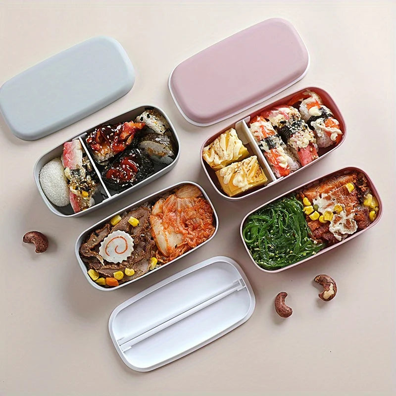 Double Layer Bento Box | Microwavable Lunch Food Container Bento Lunch Box QXL