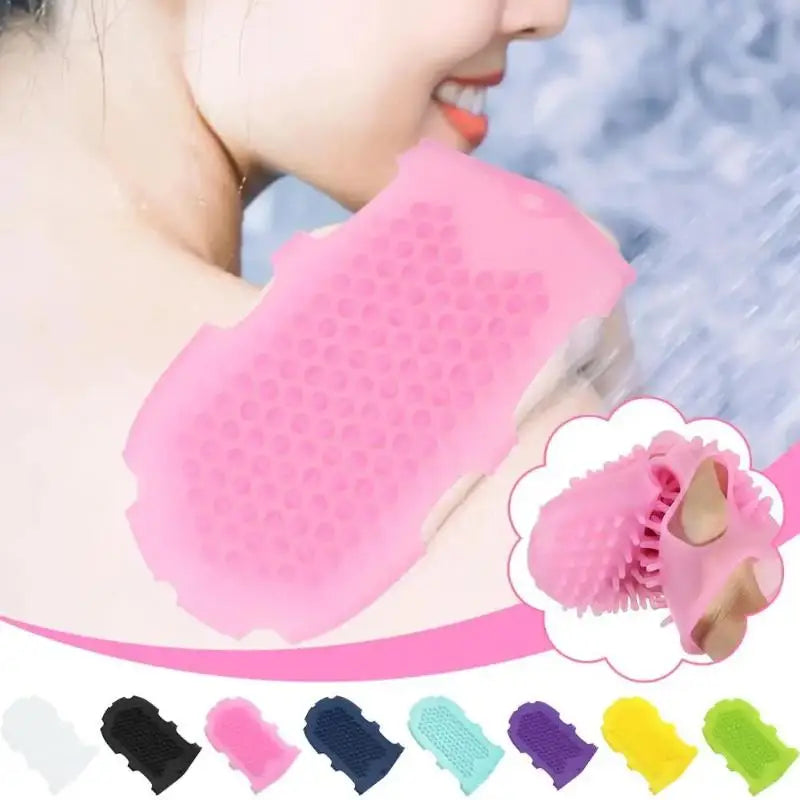 Dual-Sided Silicone Bath Exfoliating Scrub & Massage Glove Bath Scrub Glove QXL