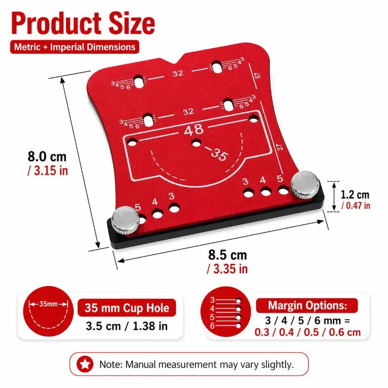 35mm Hinge Drilling Jig | Aluminum Cabinet Hole Guide Tool Woodworking Drilling Jig QXL