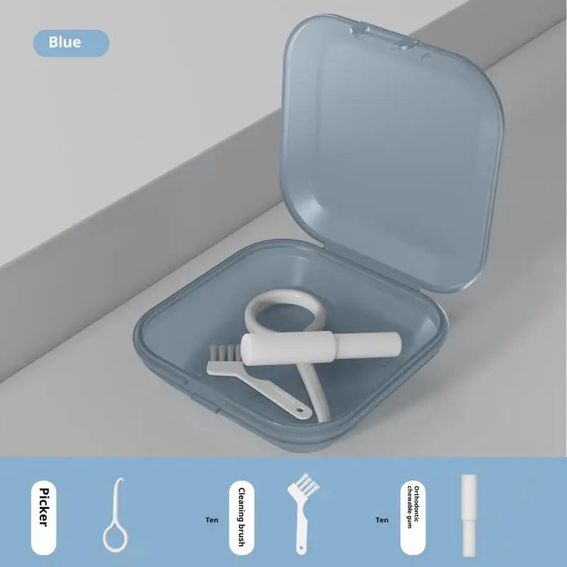 Orthodontic Retainer Storage Case with Bite Stick & Brush Retainer Storage Case QXL 2 Blue