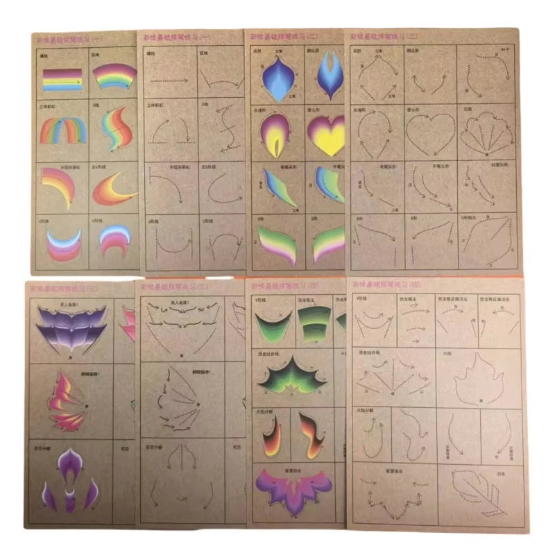Face Painting Practice Templates | Washable Reusable 8-Sheet Set Face Painting Templates QXL
