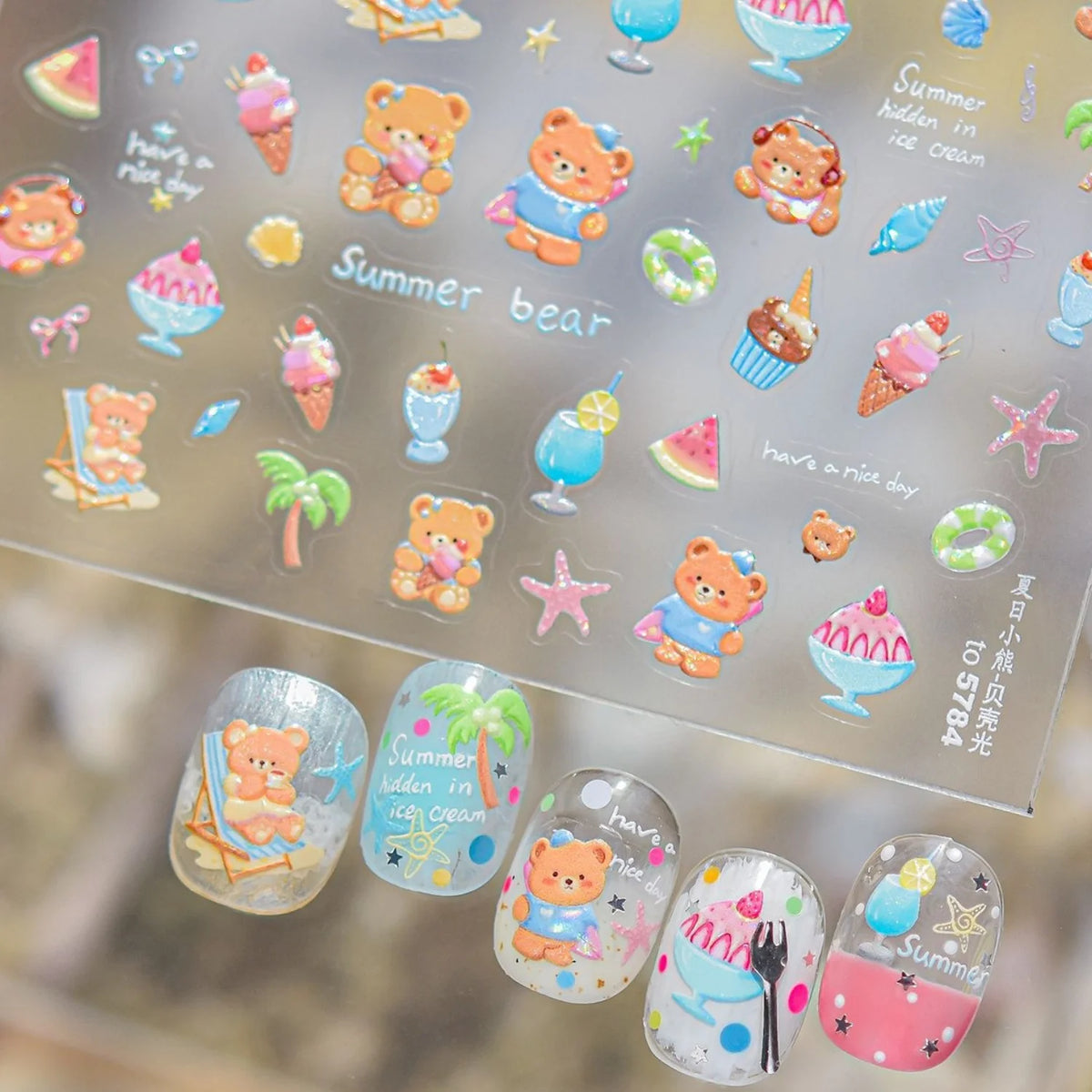 5D Tropical Puppy Nail Art Stickers | Self-Adhesive Summer Decals Nail Art Stickers QXL