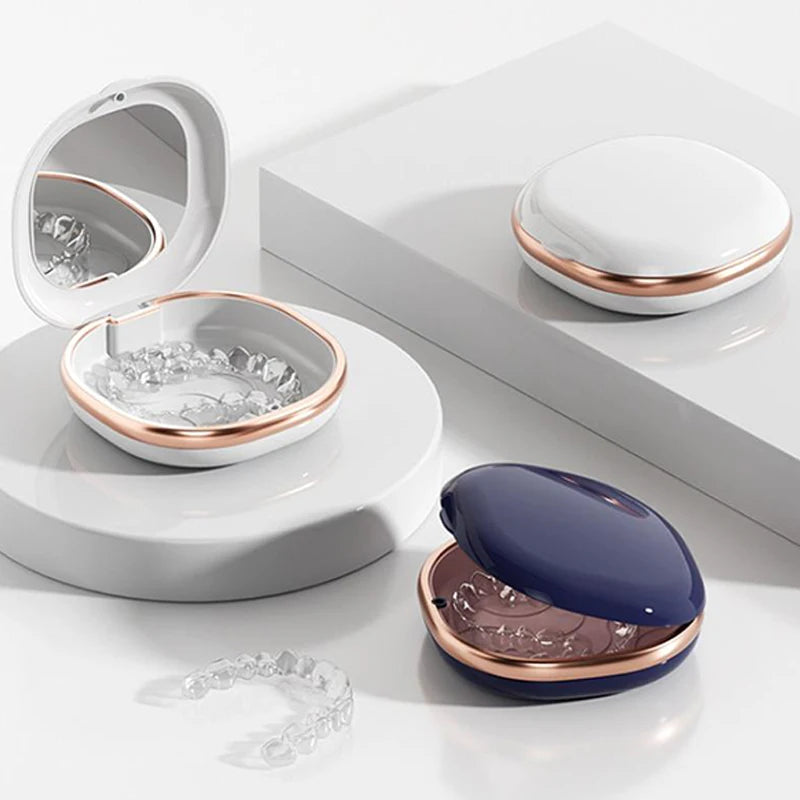 Magnetic Dental Retainer Case with Mirror | Travel Aligner Box Dental Retainer Case QXL