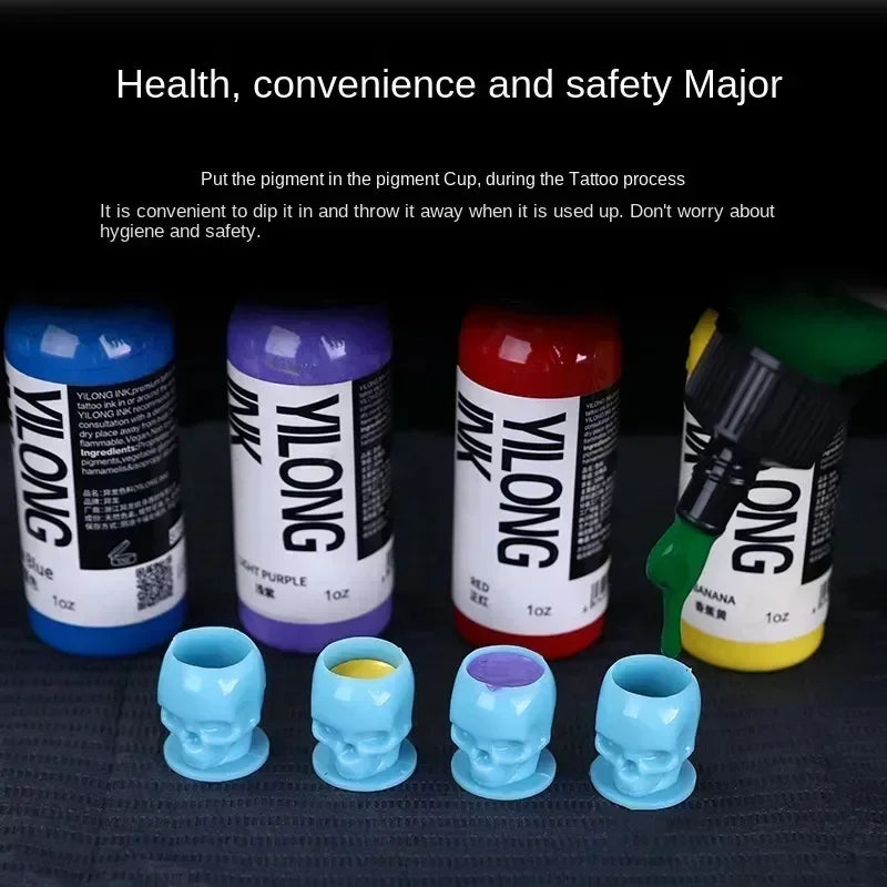 50-Pack Skull Disposable Tattoo Ink Cups | Pigment Holders Tattoo Ink Cups QXL