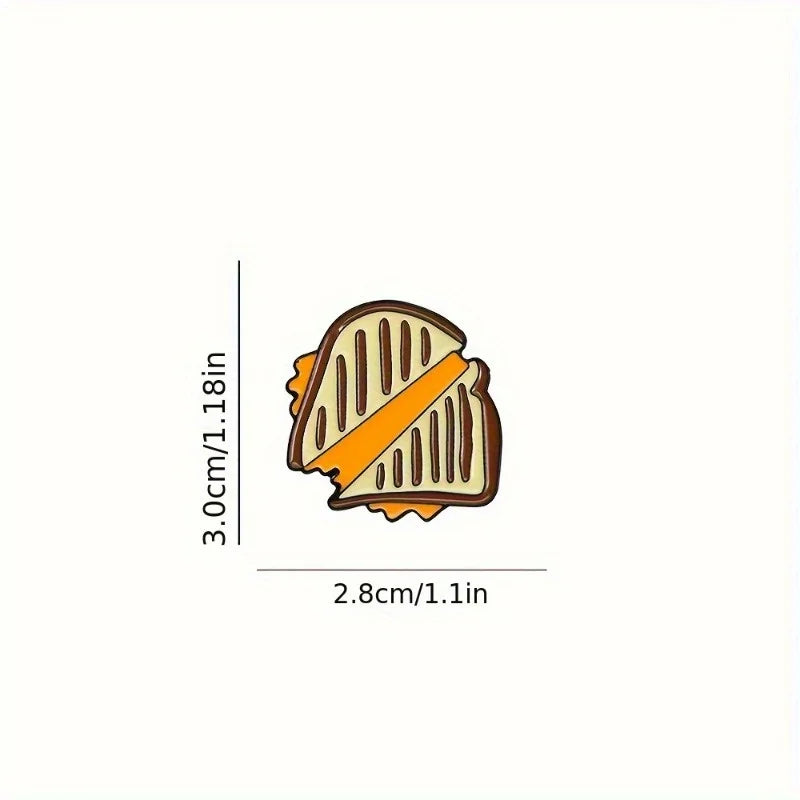 2-Pack Grilled Cheese Enamel Pins | Cartoon Food Brooch Set Enamel Brooch Pin QXL