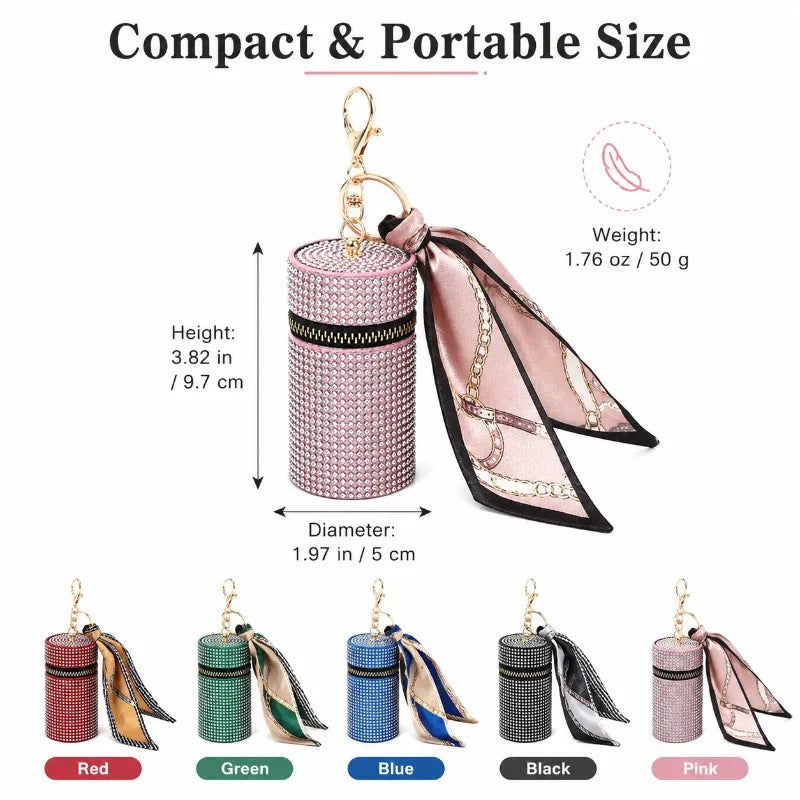 Rhinestone Mini Bucket Pouch Keychain | Coin Purse Bag Charm Keychain Coin Purse QXL