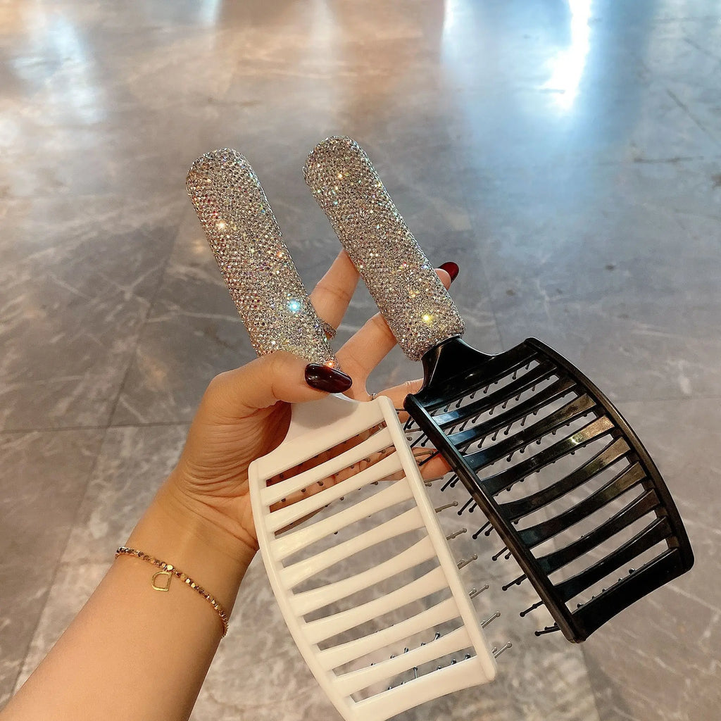 Diamond-Set Massage Comb for Volume & Scalp Styling | 26cm Hair Styling Comb QXL