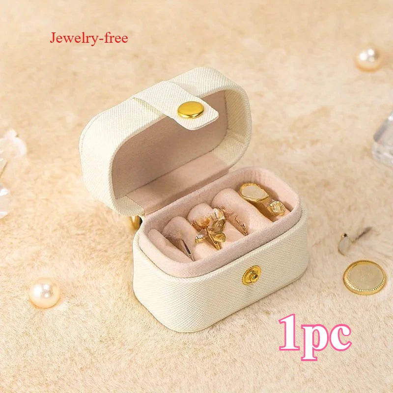 Mini Leather Jewelry Box | Portable Ring & Earring Organizer Jewelry Storage Box QXL WHITE 1pc