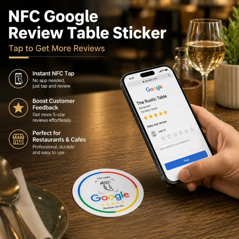 NTAG215 NFC Google Review Sticker | 10cm Round Acrylic Card NFC Review Sticker QXL
